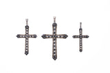 Marcasite Cross Pendant : S (Black CZ)-ZOCALO.JAPAN