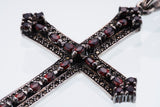 Marcasite Cross Pendant : S (Garnet)-ZOCALO.JAPAN