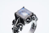 Fleur de lis Ring : Rainbow Moonstone-ZOCALO.JAPAN