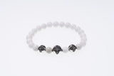 Stone Bracelet With Double Dorje Ball : (White agate)-ZOCALO.JAPAN