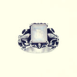 Fleur de lis Ring : Rainbow Moonstone-ZOCALO.JAPAN