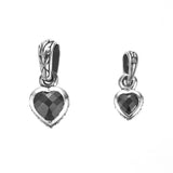 Jeweled Ivy Heart Pendant : S (Black CZ)-ZOCALO.JAPAN