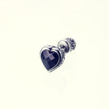 Jeweled Ivy Heart Stud : L (Black CZ)-ZOCALO.JAPAN