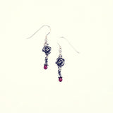 Jeweled Rose Hook Stud : (Garnet)-ZOCALO.JAPAN