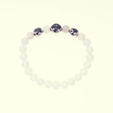 Stone Bracelet With Double Dorje Ball : (White agate)-ZOCALO.JAPAN
