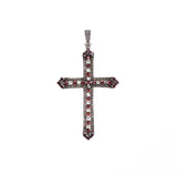 Marcasite Cross Pendant : S (Garnet)-ZOCALO.JAPAN