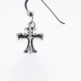 Cross on Cross Hook Earring : (White CZ)-ZOCALO.JAPAN