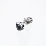 Jeweled Ivy Heart Stud : S (Black CZ)-ZOCALO.JAPAN