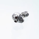 Jeweled Tibetan Smile Skull Stud : (Garnet CZ)-ZOCALO.JAPAN