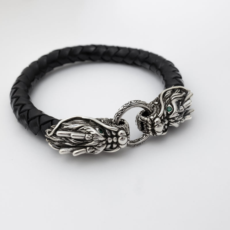 仮 Dragon Braided Leather Bracelet-ZOCALO.JAPAN