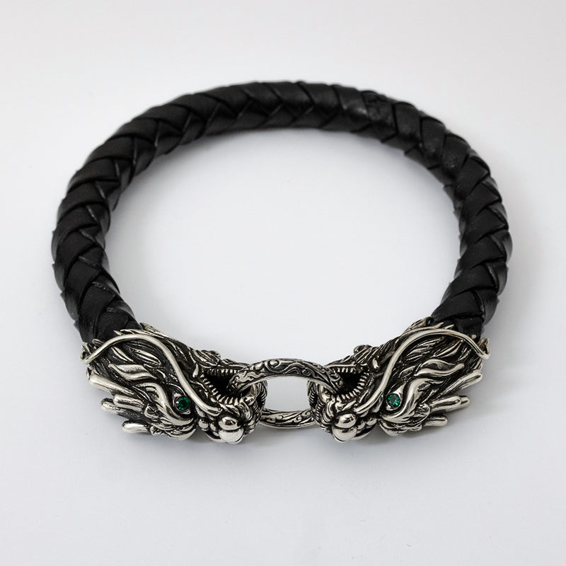 仮 Dragon Braided Leather Bracelet-ZOCALO.JAPAN