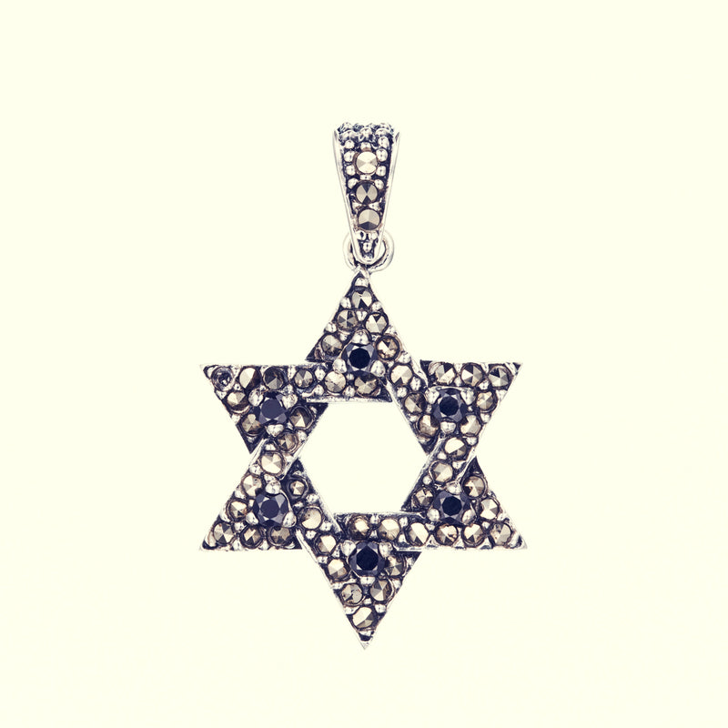 Jewish Star Pendant : L (Black CZ)-ZOCALO.JAPAN