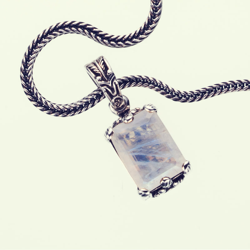 Islamic Pendant : L (Rainbow Moonstone)-ZOCALO.JAPAN