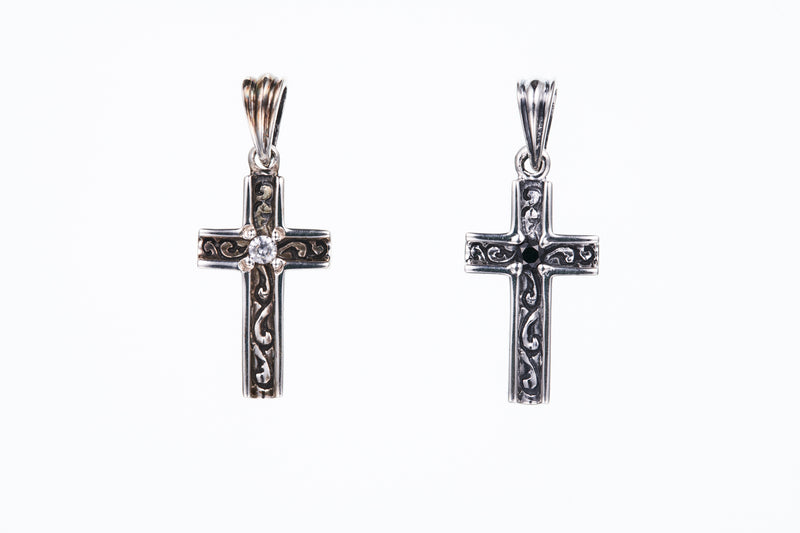 Trench Cross Charm : (White CZ)-ZOCALO.JAPAN