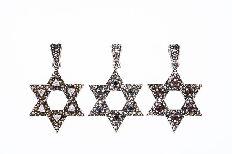 Jewish Star Pendant : L (White CZ)-ZOCALO.JAPAN