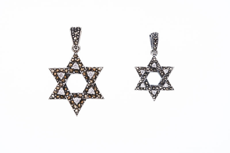 Jewish Star Pendant : L (White CZ)-ZOCALO.JAPAN