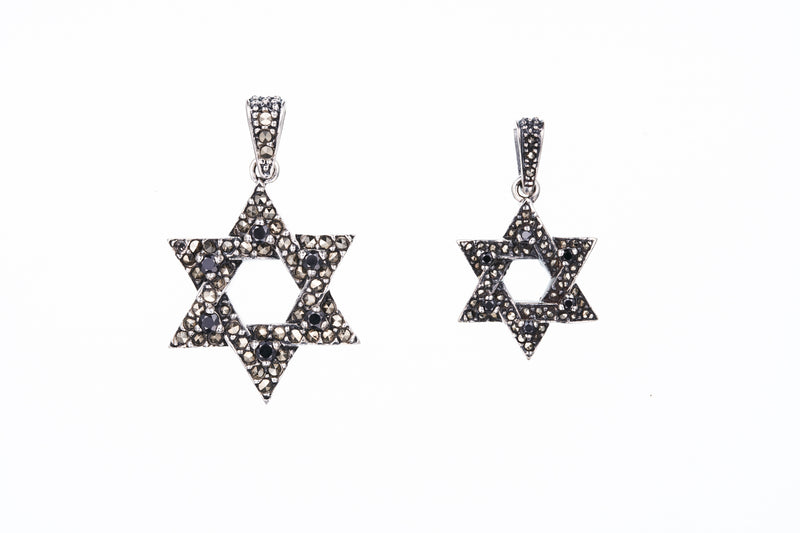 Jewish Star Pendant : L (Black CZ)-ZOCALO.JAPAN