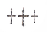 Marcasite Cross Pendant : M (Black CZ)-ZOCALO.JAPAN