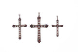 Marcasite Cross Pendant : L (Garnet)-ZOCALO.JAPAN