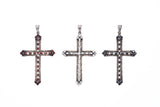 Marcasite Cross Pendant : M (Black CZ)-ZOCALO.JAPAN