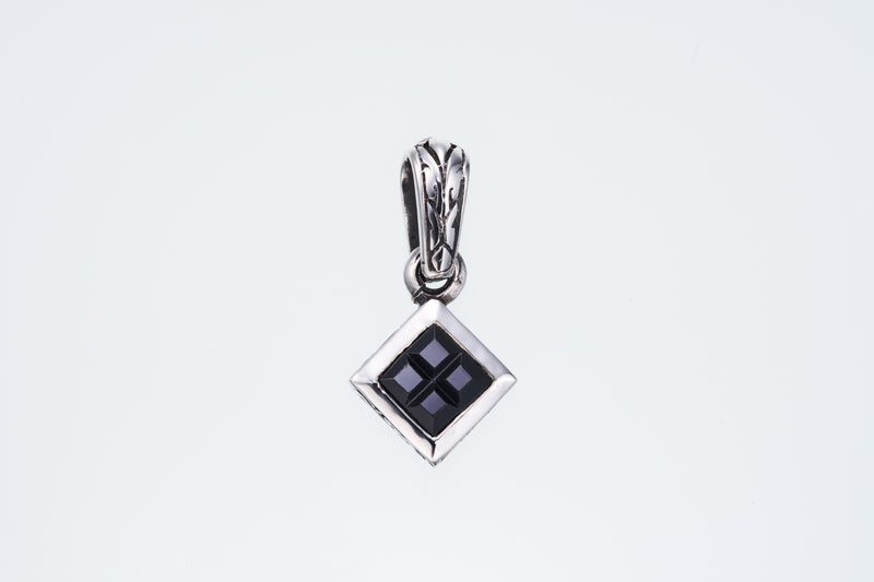 Jeweled Ivy Square Pendant : L (Black CZ)-ZOCALO.JAPAN