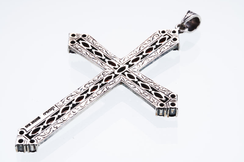 Marcasite Cross Pendant : L (Garnet)-ZOCALO.JAPAN