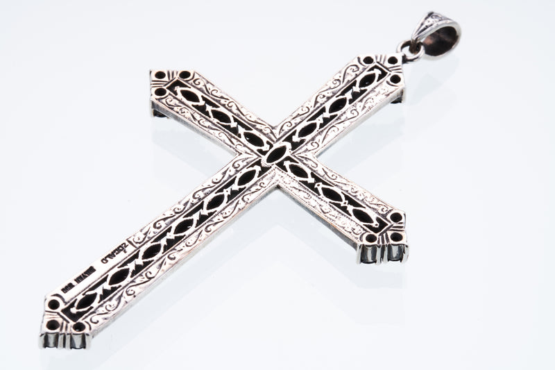 Marcasite Cross Pendant : L (Black CZ)-ZOCALO.JAPAN