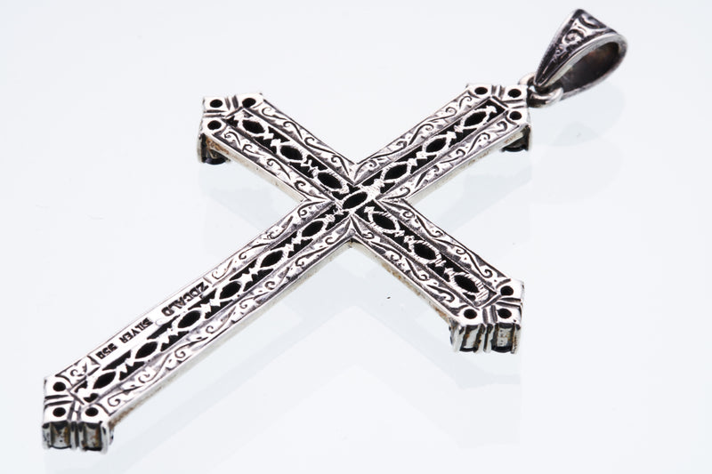 Marcasite Cross Pendant : M (Black CZ)-ZOCALO.JAPAN