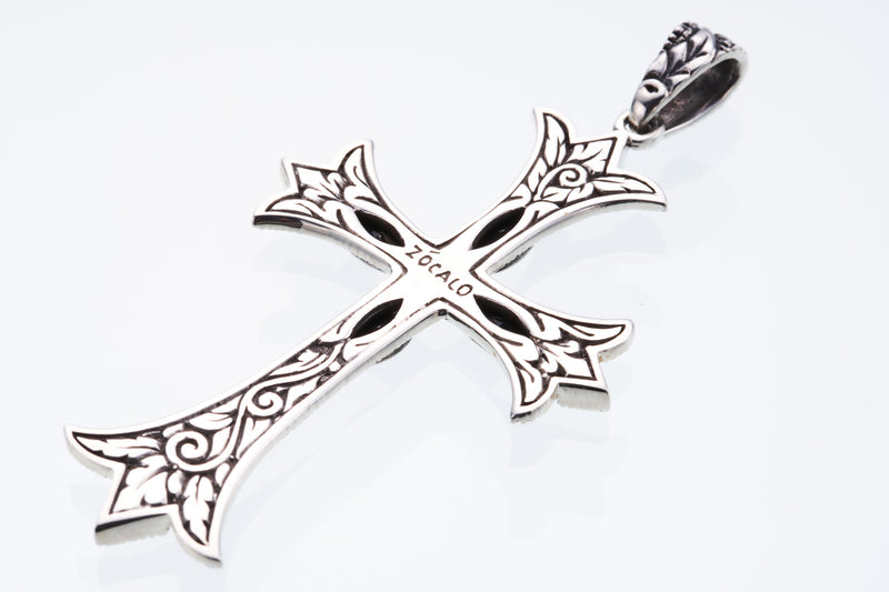 Cross on Cross Pendant : L (Black CZ)-ZOCALO.JAPAN