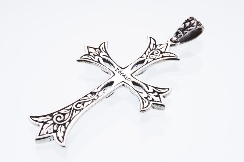 Cross On Cross Pendant : L (White CZ)-ZOCALO.JAPAN