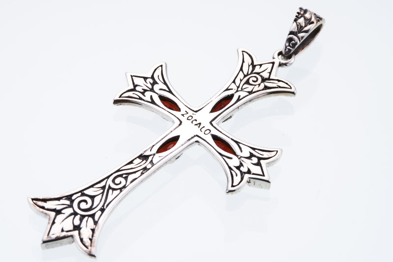 Cross on Cross Pendant : L (Garnet)-ZOCALO.JAPAN