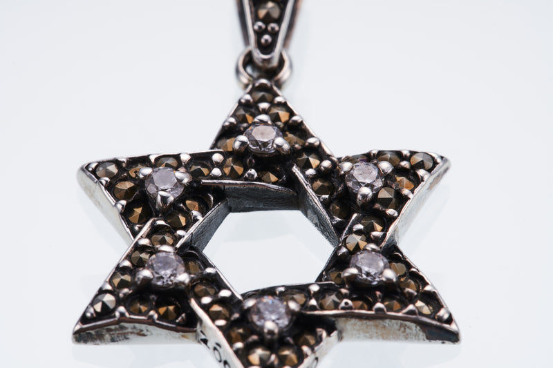 Jewish Star Pendant : L (White CZ)-ZOCALO.JAPAN