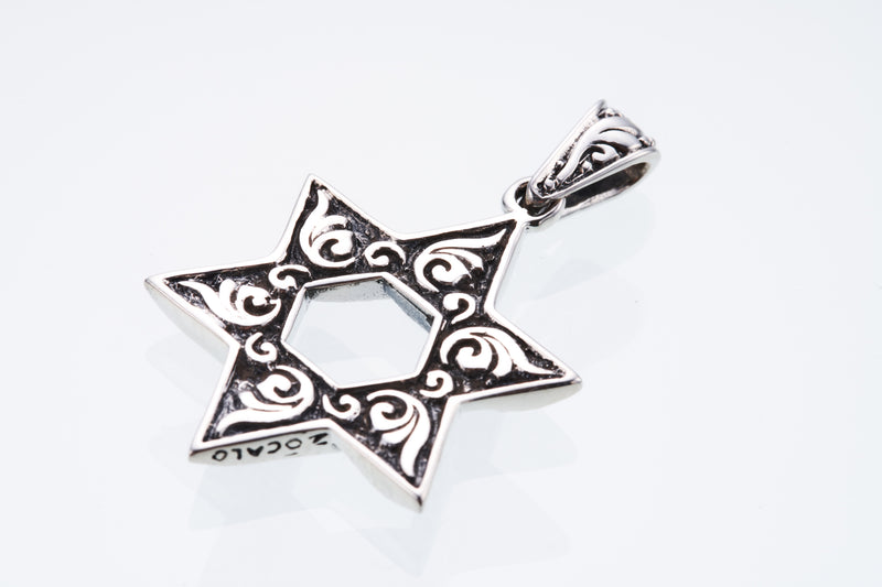 Jewish Star Pendant : L (Black CZ)-ZOCALO.JAPAN