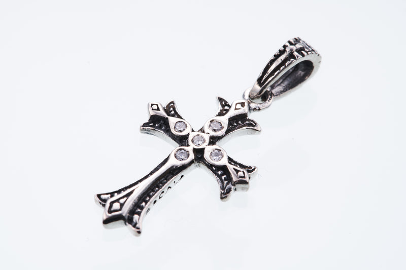 Cross on Cross Charm : (White CZ)-ZOCALO.JAPAN