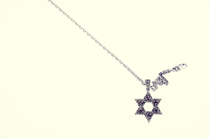 Jewish Star Pendant : L (Garnet)-ZOCALO.JAPAN