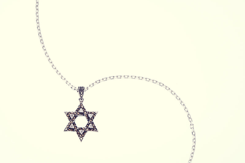 Jewish Star Pendant : L (White CZ)-ZOCALO.JAPAN