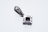 Jeweled Ivy Square Pendant : L (Black CZ)-ZOCALO.JAPAN