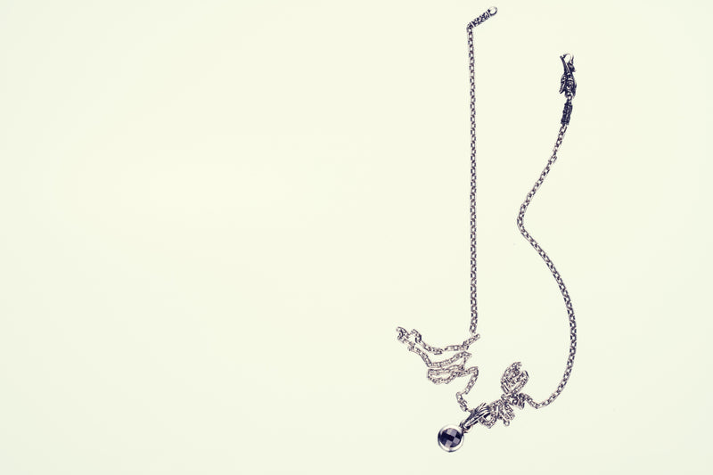 Jeweled Ivy Round Pendant : L (Black CZ)-ZOCALO.JAPAN