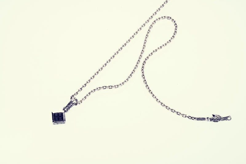 Jeweled Ivy Square Pendant : L (Black CZ)-ZOCALO.JAPAN