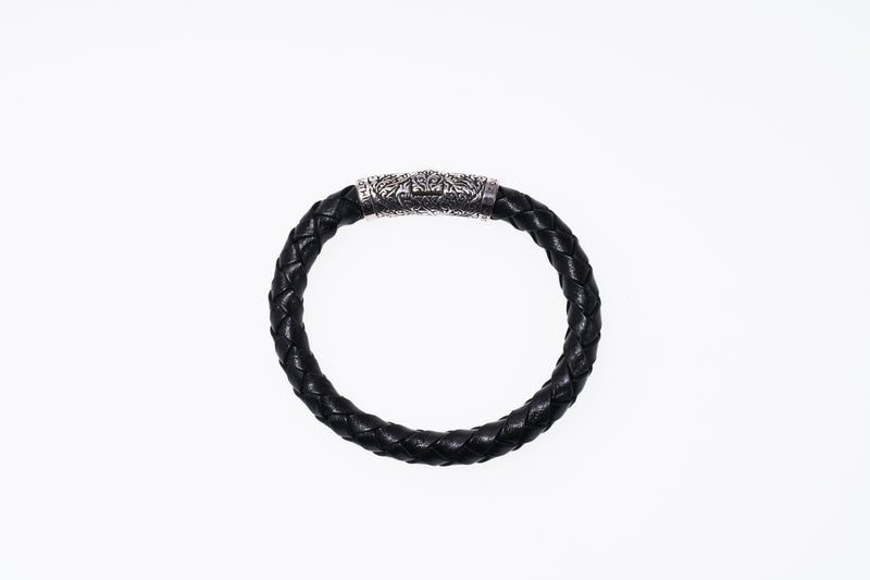 Braided Leather Bracelet : Black-ZOCALO.JAPAN