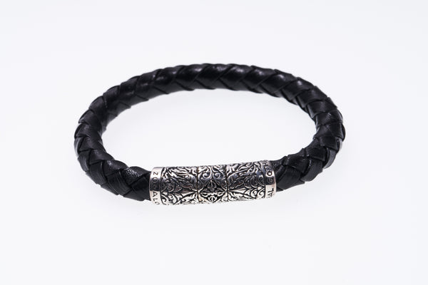 Braided Leather Bracelet : Black-ZOCALO.JAPAN