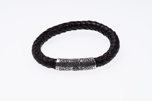 Braided Leather Bracelet : (Dark Brown)-ZOCALO.JAPAN