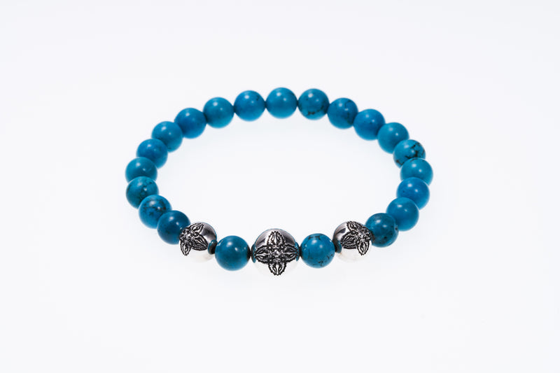 Stone Bracelet With Double Dorje Ball : (Turquoise)-ZOCALO.JAPAN