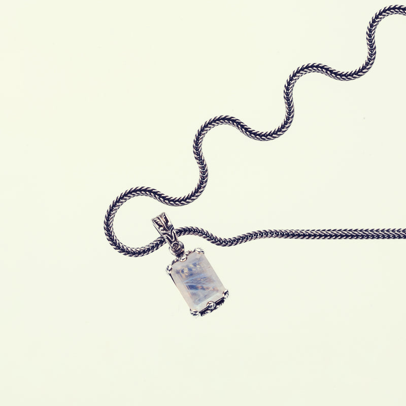 Islamic Pendant : L (Rainbow Moonstone) : Necklace Chain Set-ZOCALO.JAPAN