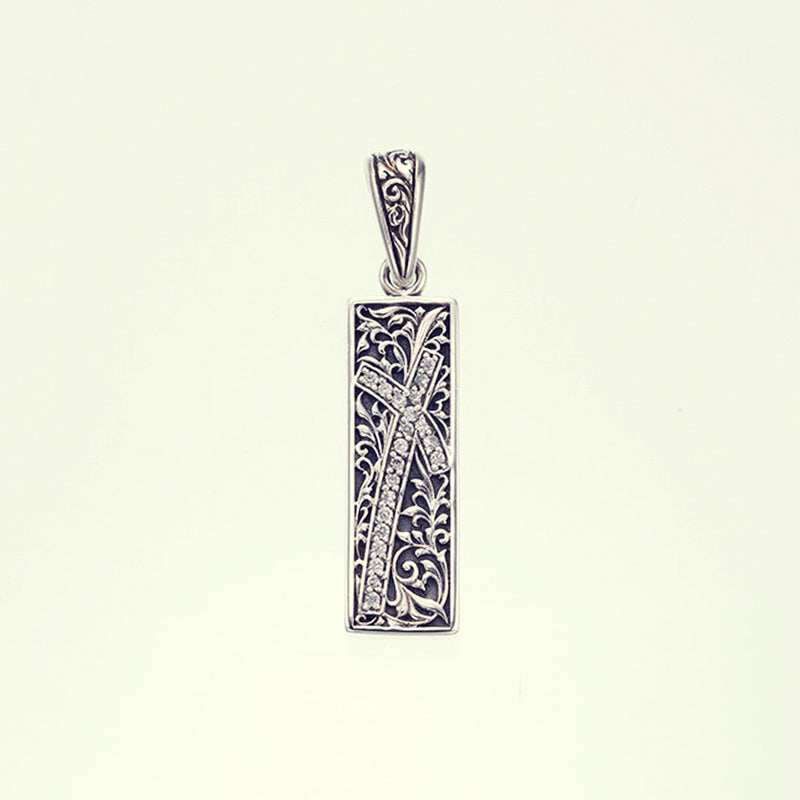 Ivy Cross Pendant : (White CZ)-ZOCALO.JAPAN