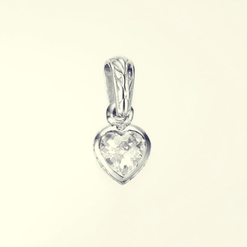 Jeweled Ivy Heart Pendant : L (White CZ)-ZOCALO.JAPAN