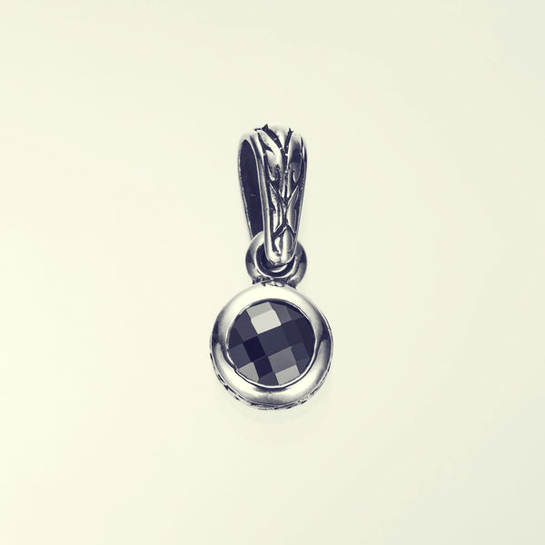 Jeweled Ivy Round Pendant : L (Black CZ)-ZOCALO.JAPAN
