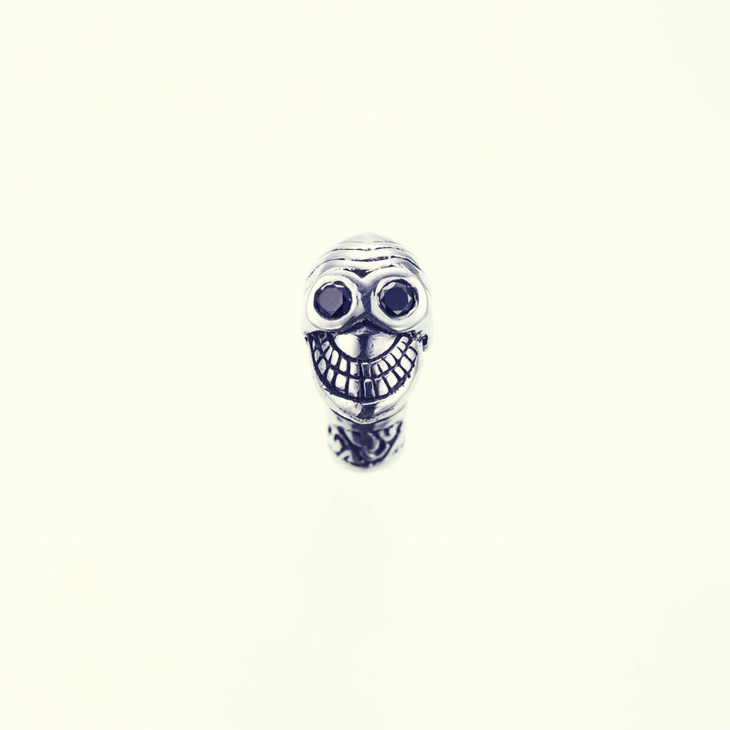 Jeweled Tibetan Smile Skull Stud : (BlacK CZ)-ZOCALO.JAPAN