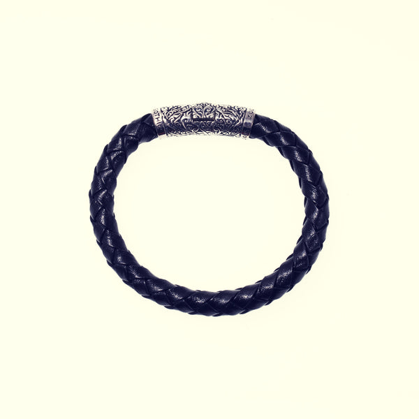 Braided Leather Bracelet : Black-ZOCALO.JAPAN