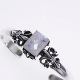 Fleur de lis Bangle : Rainbow Moonstone-ZOCALO.JAPAN